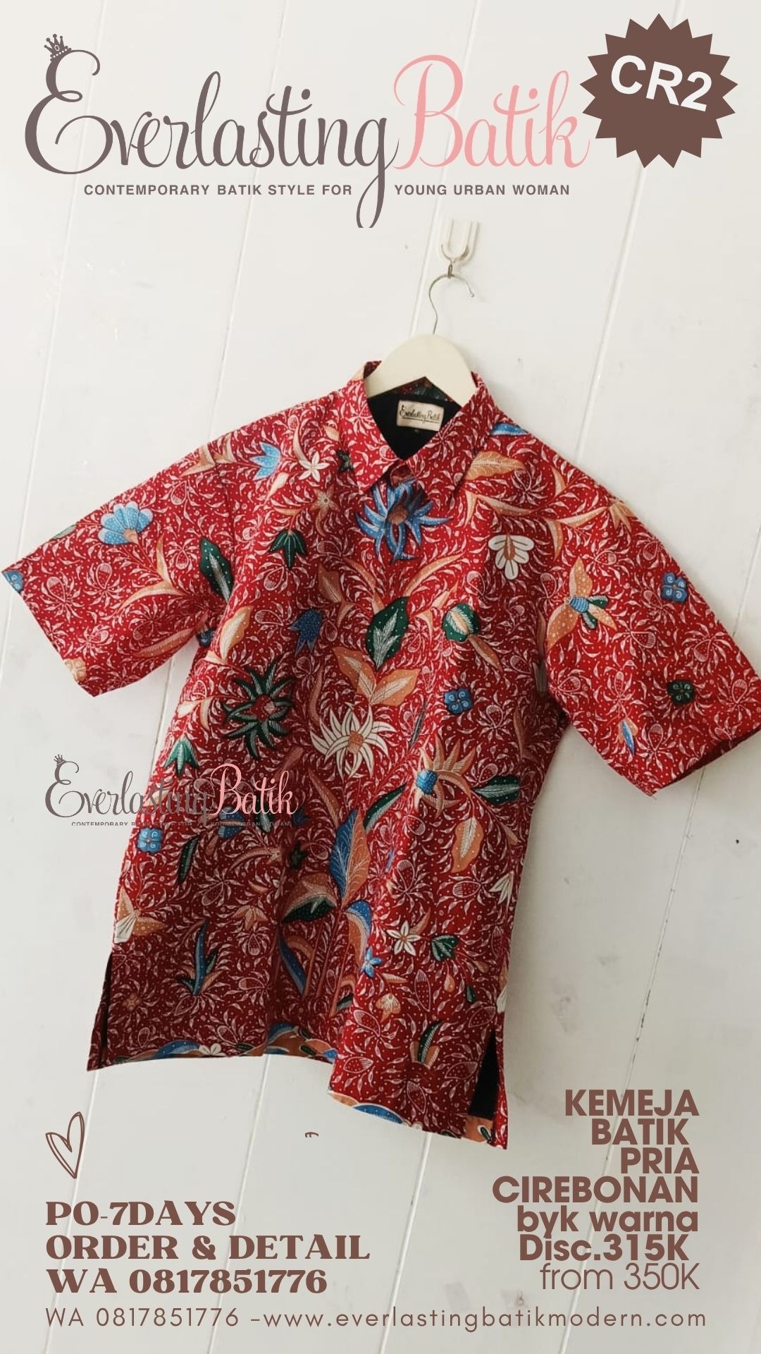 CR2 KEMEJA BATIK PRIA - MERAH - diskon 315K