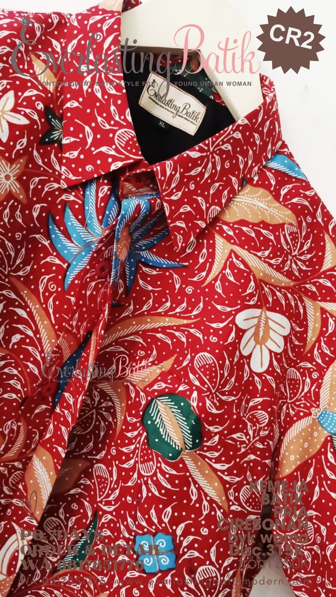 CR2 KEMEJA BATIK PRIA - MERAH - diskon 315K