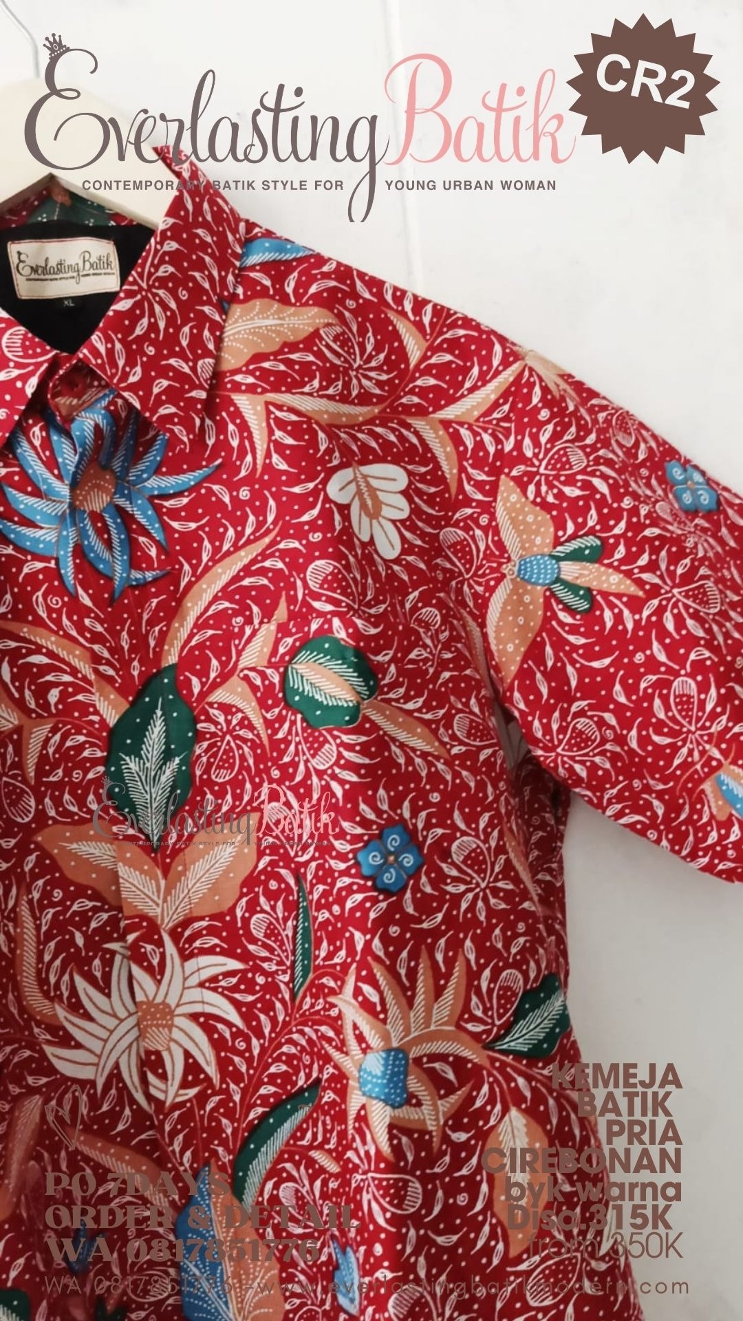 CR2 KEMEJA BATIK PRIA - MERAH - diskon 315K