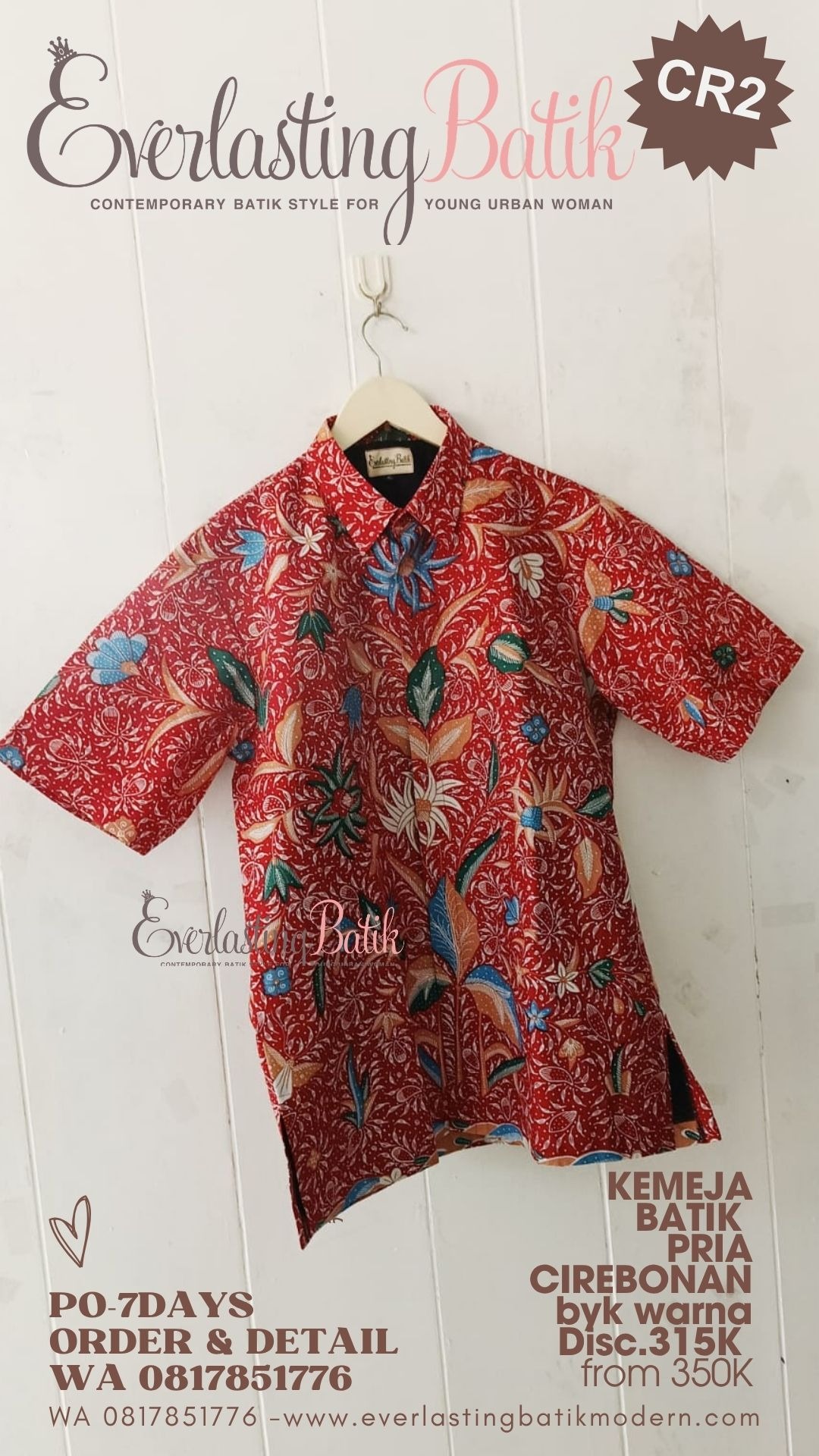 CR2 KEMEJA BATIK PRIA - MERAH - diskon 315K