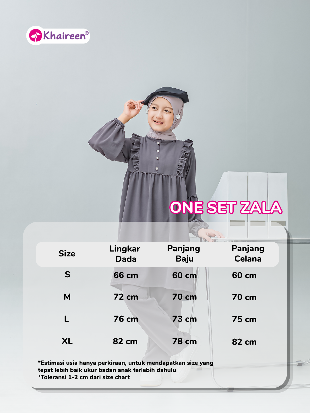 PRE ORDER One Set Zala (3-12 Tahun) Setelan Anak Perempuan Polos One Set Anak Perempuan
