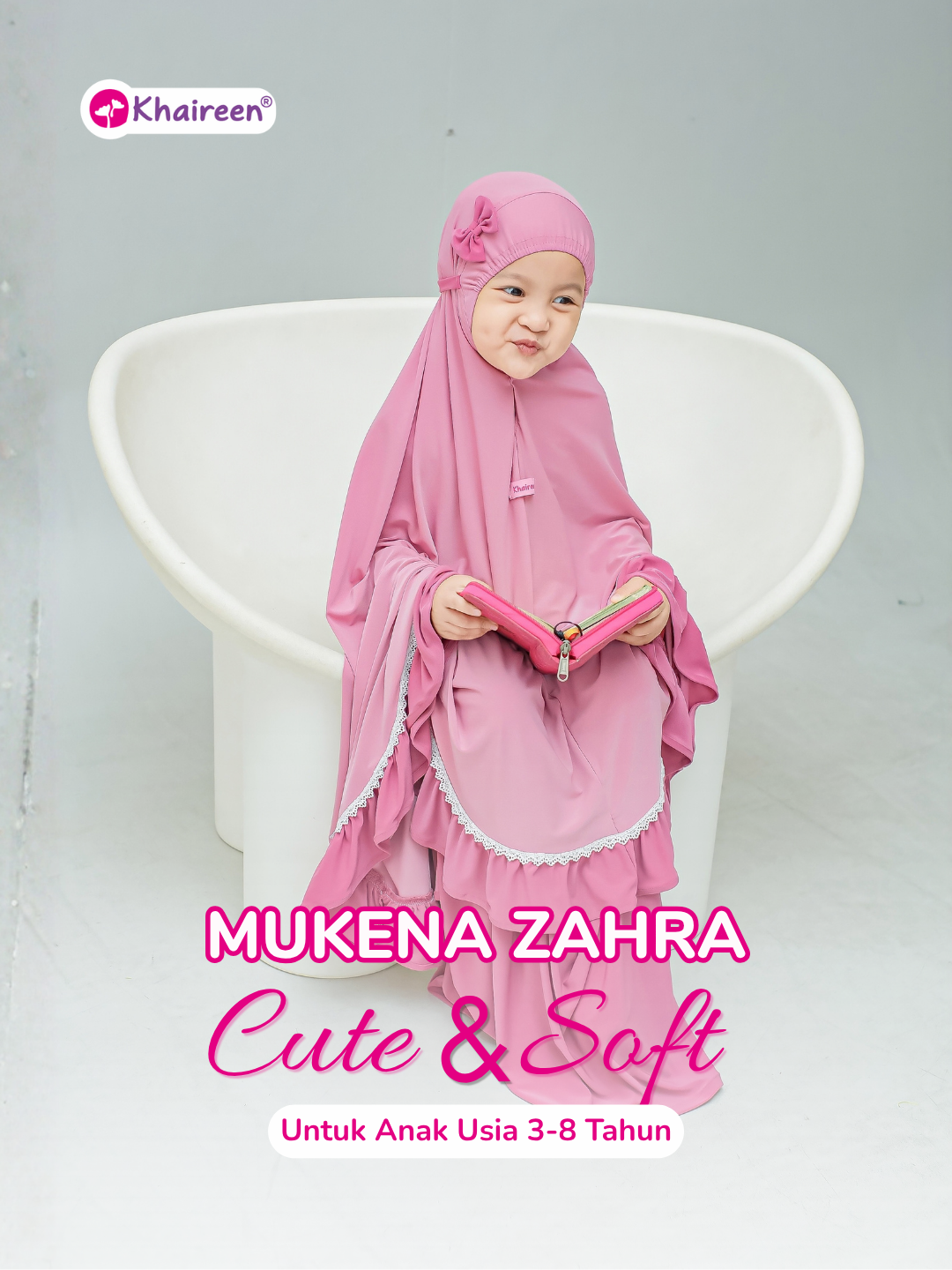 PRE ORDER Mukena Zahra (3-8 Tahun) Mukena Anak Polos Jersey Premium Adem 