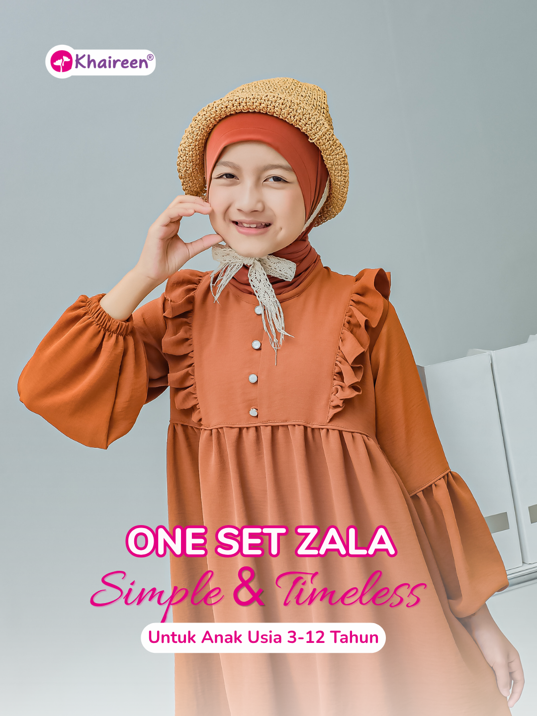 PRE ORDER One Set Zala (3-12 Tahun) Setelan Anak Perempuan Polos One Set Anak Perempuan