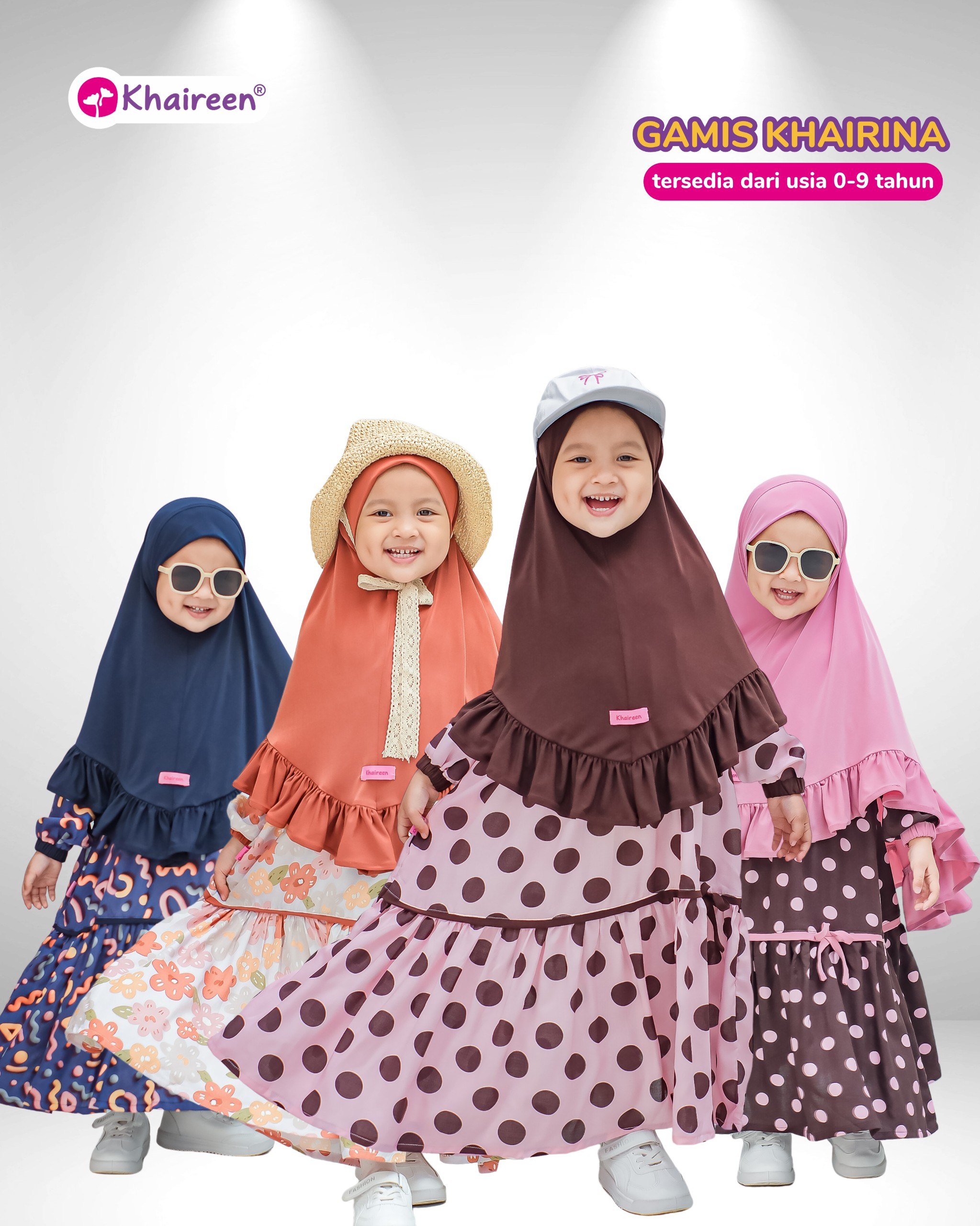 KHAIREEN Gamis Khairina (Etalase 1) Gamis Anak Set Hijab Rayon Motif Bayi Balita Baju Muslim Aqiqah 1 2 3 4 5 tahun
