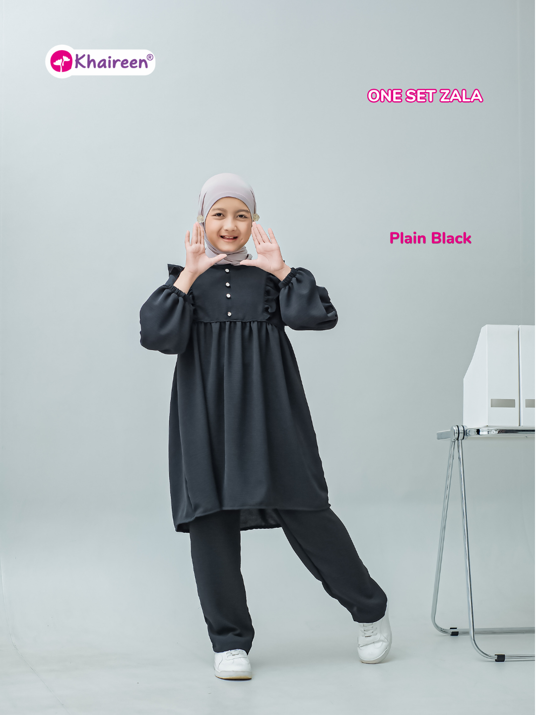 PRE ORDER One Set Zala (3-12 Tahun) Setelan Anak Perempuan Polos One Set Anak Perempuan