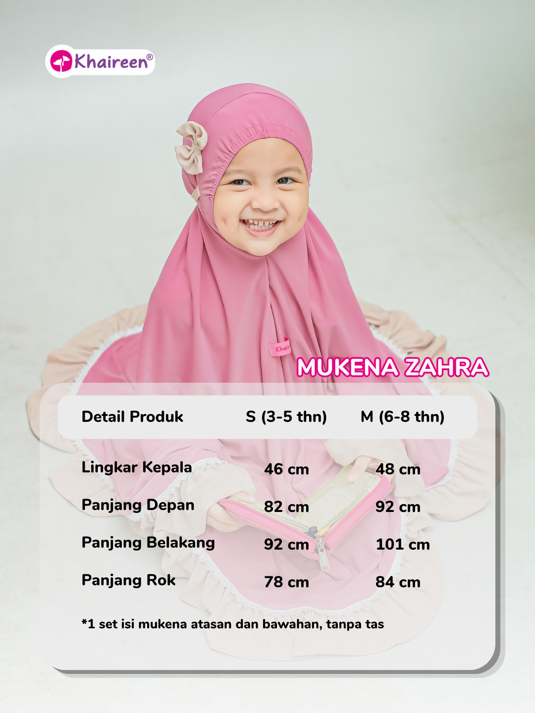 PRE ORDER Mukena Zahra (3-8 Tahun) Mukena Anak Polos Jersey Premium Adem 