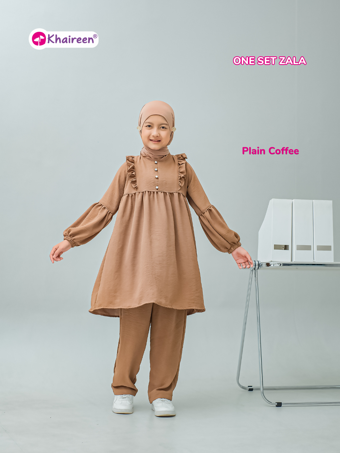 PRE ORDER One Set Zala (3-12 Tahun) Setelan Anak Perempuan Polos One Set Anak Perempuan