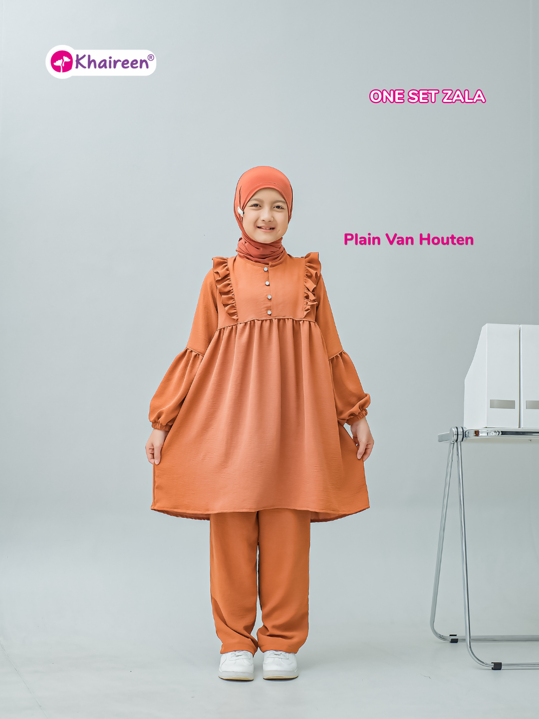 PRE ORDER One Set Zala (3-12 Tahun) Setelan Anak Perempuan Polos One Set Anak Perempuan