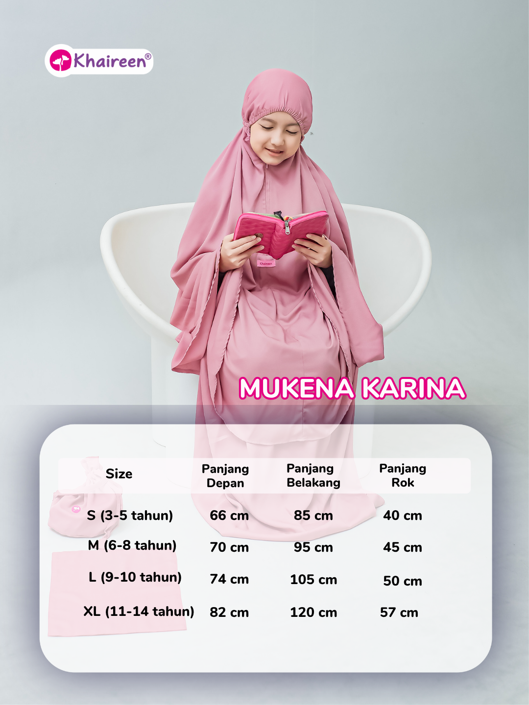 PRE ORDER Mukena Karina (3-12 Tahun) Mukena Anak Polos Katun Rayon Premium Adem Mukena TK SD SMP