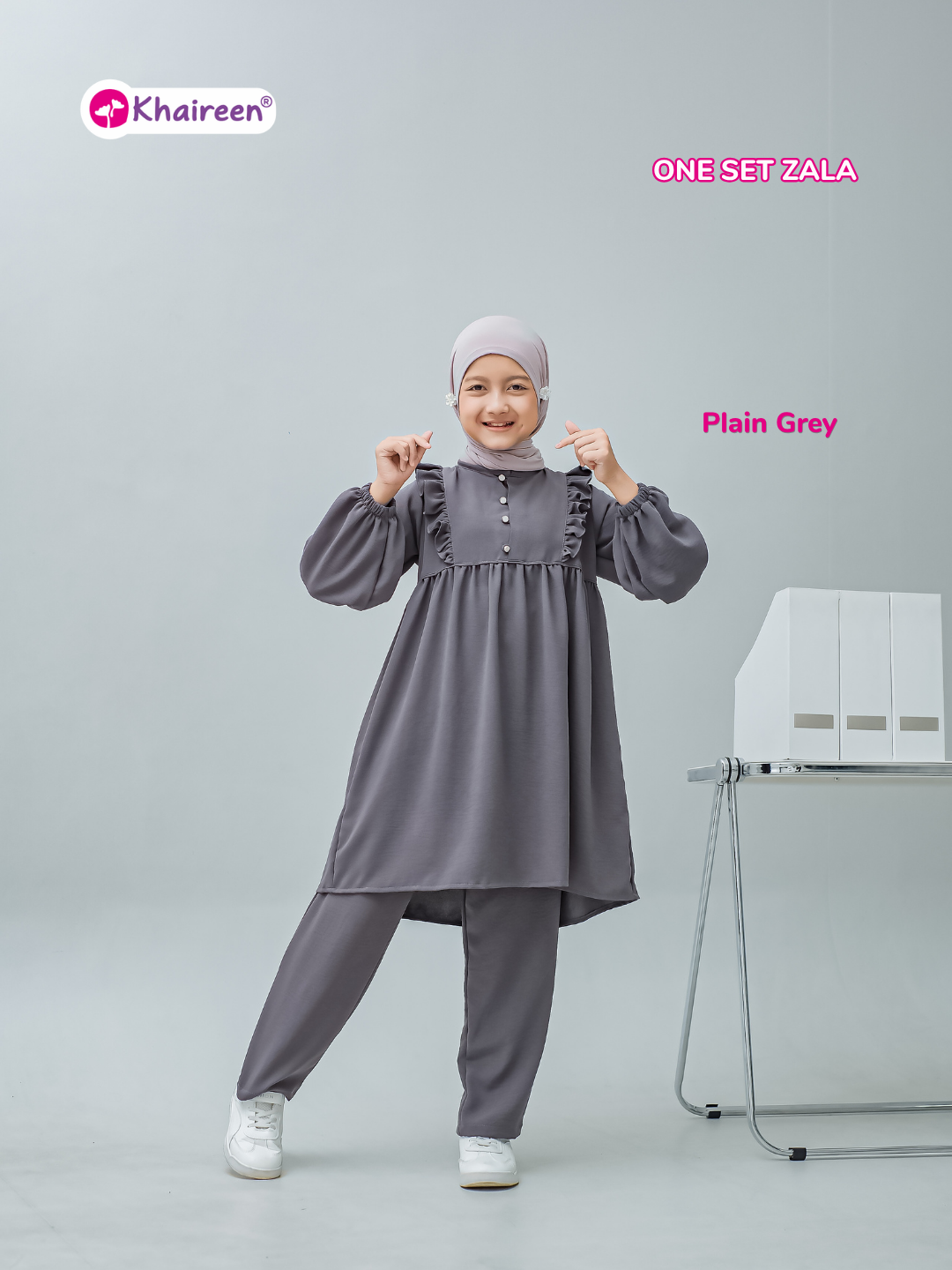 PRE ORDER One Set Zala (3-12 Tahun) Setelan Anak Perempuan Polos One Set Anak Perempuan