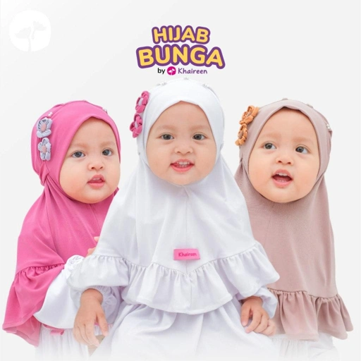 Image of KHAIREEN Hijab Bunga (0-10 Tahun) Jilbab Bergo Instan Jersey Anak Bayi Balita