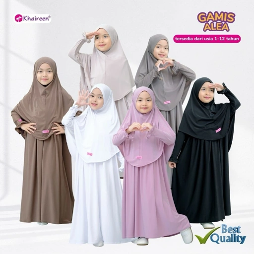 Image of KHAIREEN Gamis Alea (1-12 Tahun) Gamis Anak Jersey Gamis Anak Set Hijab Gamis Aqiqah