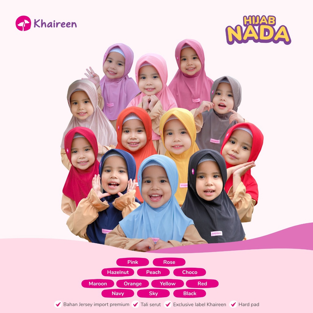 KHAIREEN Hijab Nada (0-4 Tahun) Hijab Anak Hijab Daily Anak Hijab Adem Jersey Premium
