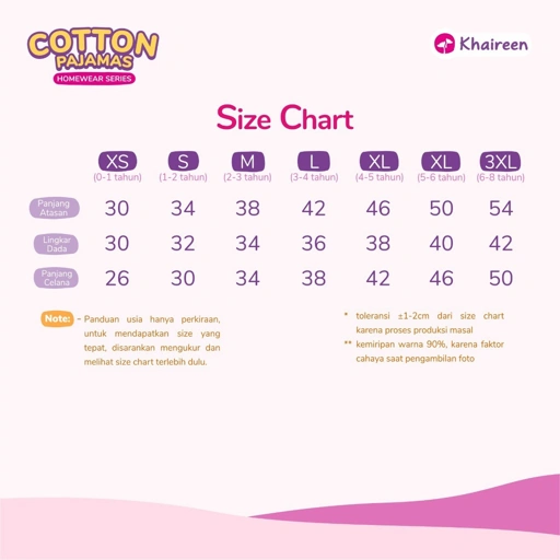Image of KHAIREEN Cotton Pajamas (0-9 Tahun) Home Wear Anak Bayi Baju Anak Adem