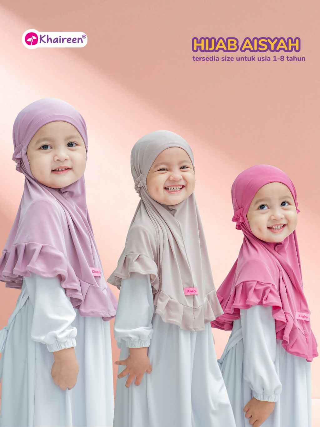 KHAIREEN Hijab Aisyah New (1-8 tahun) Hijab Instan Anak Bayi Balita PAUD Jersey Adem Jilbab Anak Daily Harian Simple Tali Karet