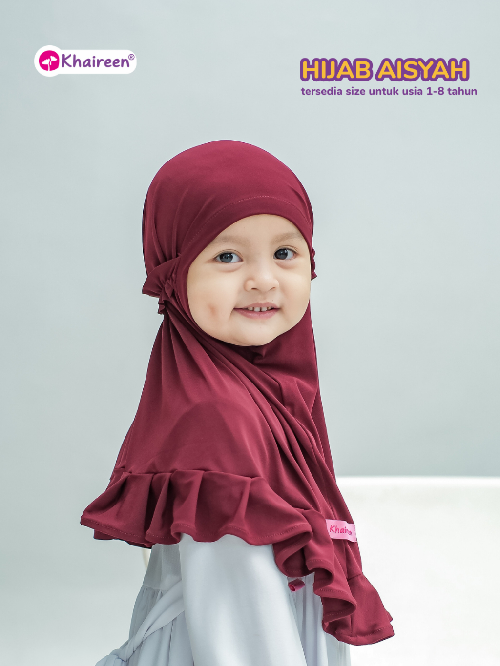 KHAIREEN Hijab Aisyah New (1-8 tahun) Hijab Instan Anak Bayi Balita PAUD Jersey Adem Jilbab Anak Daily Harian Simple Tali Karet