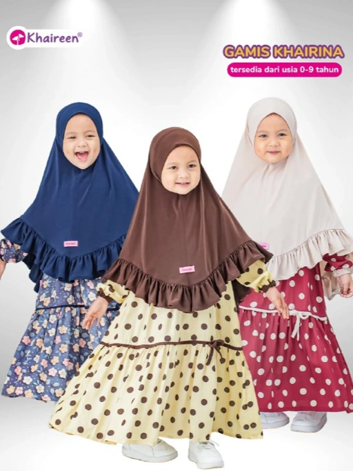 KHAIREEN Gamis Khairina (Etalase 1) Gamis Anak Set Hijab Rayon Motif Bayi Balita Baju Muslim Aqiqah 1 2 3 4 5 tahun