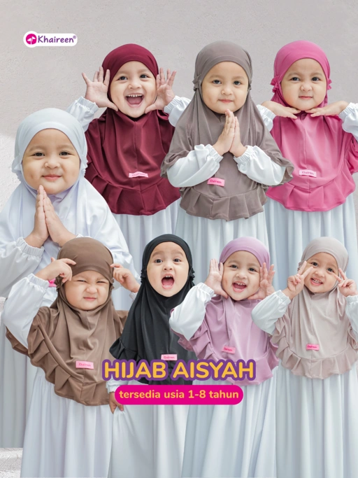 KHAIREEN Hijab Aisyah New (1-8 tahun) Hijab Instan Anak Bayi Balita PAUD Jersey Adem Jilbab Anak Daily Harian Simple Tali Karet