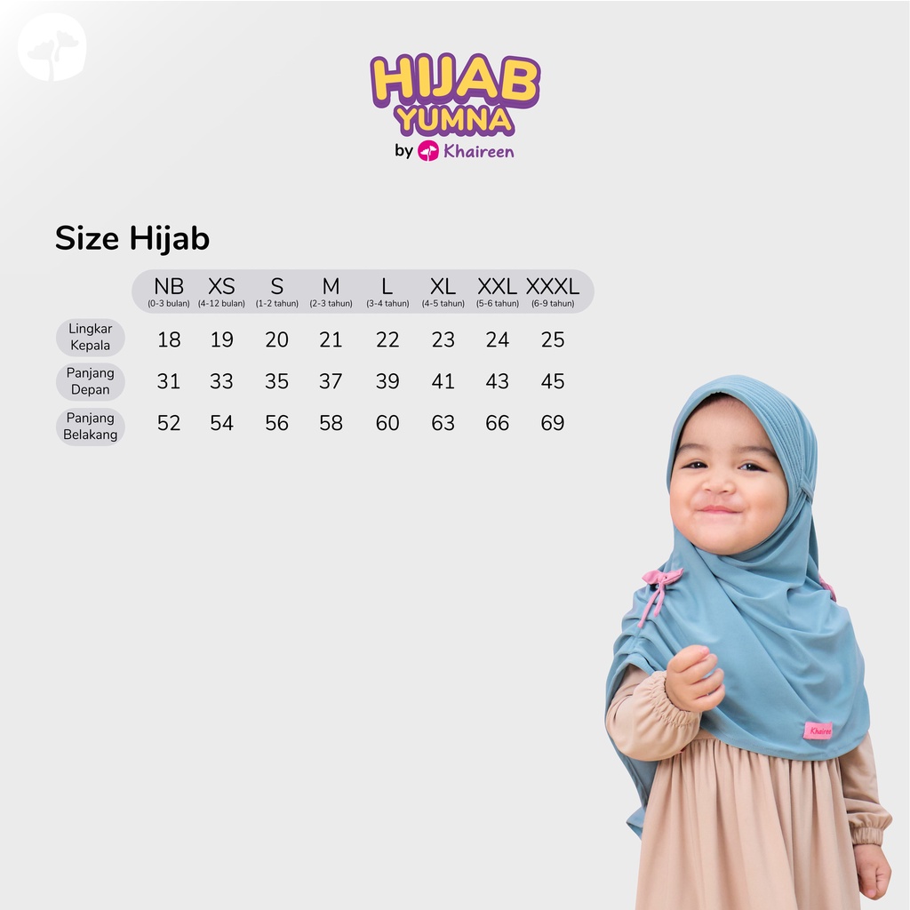 KHAIREEN Hijab Yumna (0-4 Tahun) Hijab Anak Jersey Hijab Anak Daily