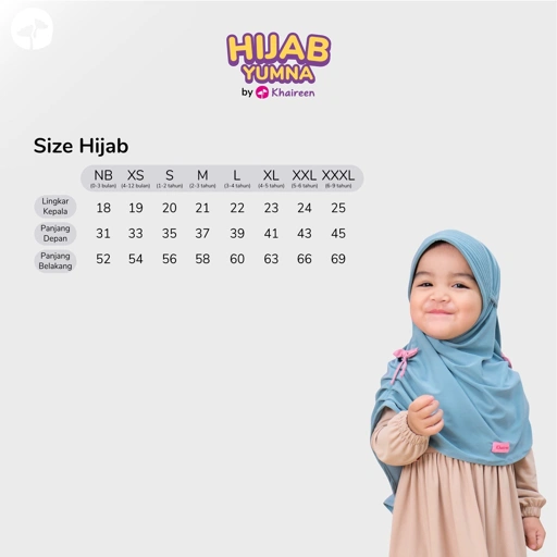 KHAIREEN Hijab Yumna (0-4 Tahun) Hijab Anak Jersey Hijab Anak Daily