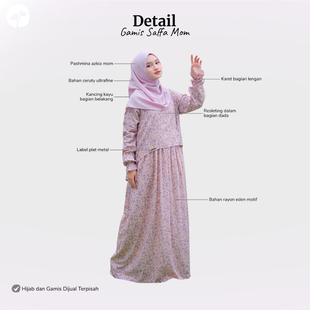 KHAIREEN Gamis Saffa Moms Gamis Katun Motif Gamis Katun Tanpa Hijab