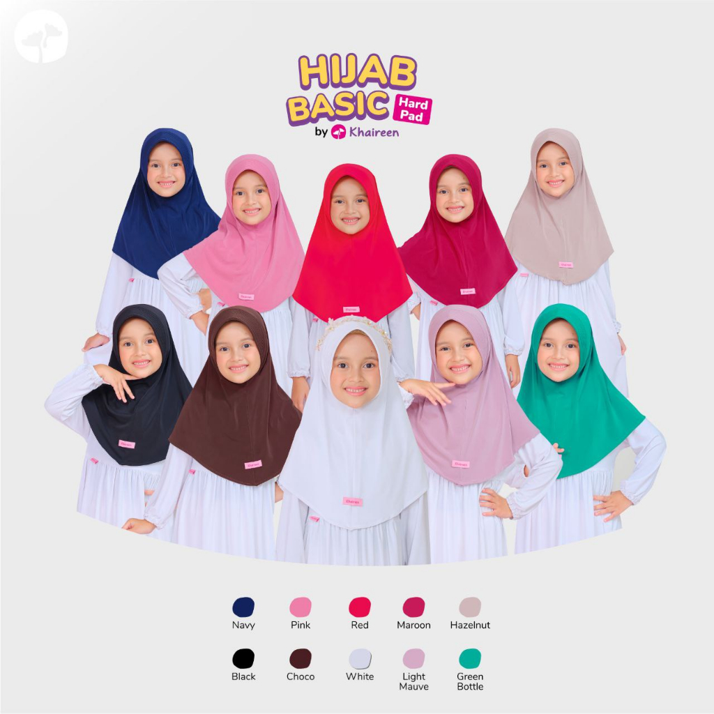 KHAIREEN Hijab Basic Hard Pad (5-14 Tahun) Hijab Anak Hijab Anak Polos Jilbab Anak Kaos Jilbab Sekolah Anak