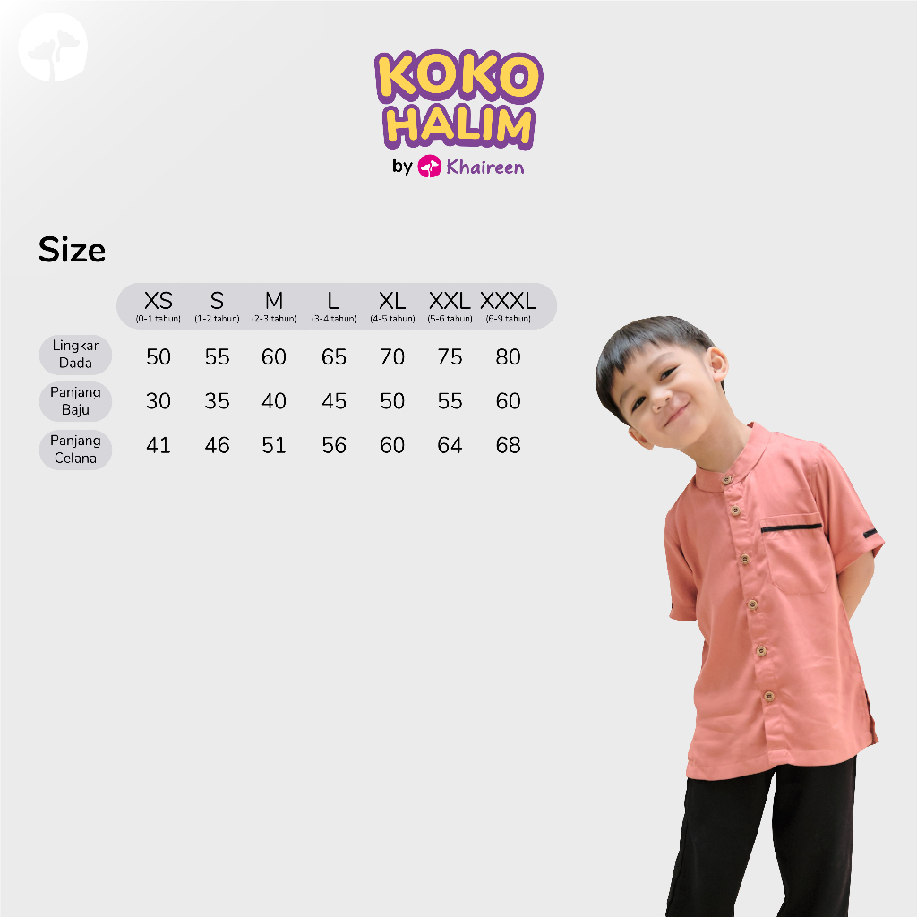 KHAIREEN Koko Halim (0-9 Tahun) Koko Anak Rayon Baju Muslim Anak