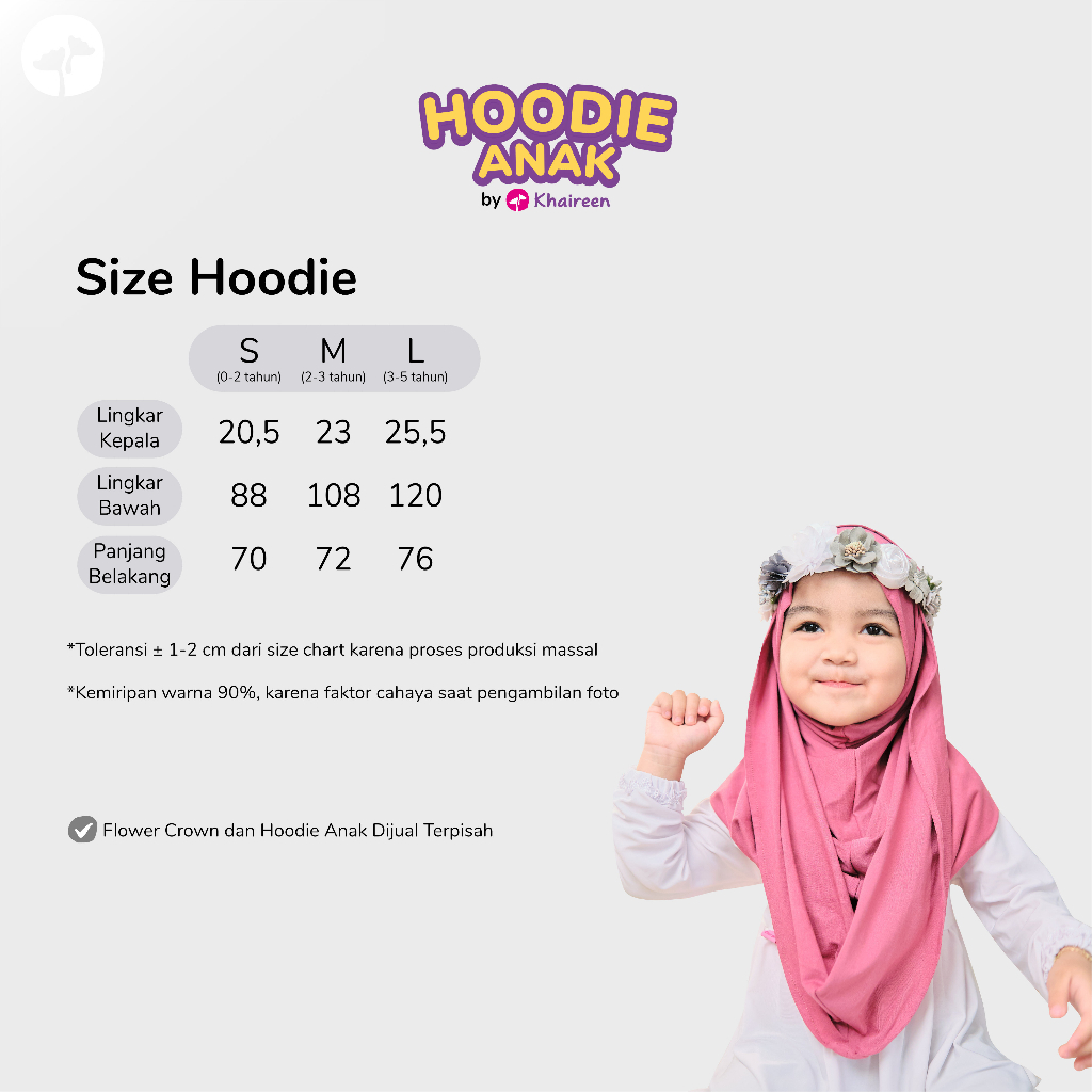 KHAIREEN Hoodie Anak (0-5 Tahun) Hijab Anak Pashmina Instan Anak 