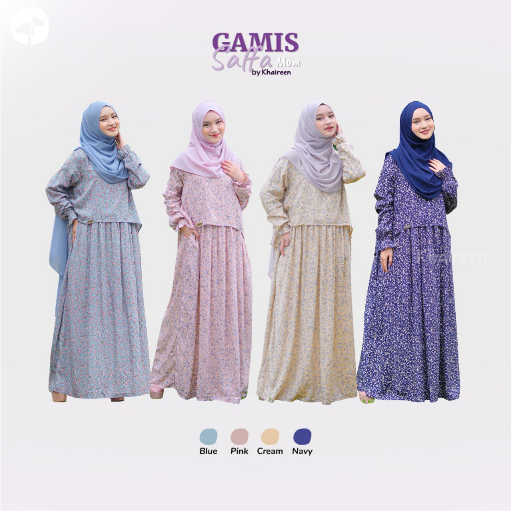 KHAIREEN Gamis Saffa Moms Gamis Katun Motif Gamis Katun Tanpa Hijab