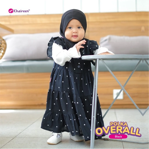 Image of KHAIREEN Polka Overall (0-8 Tahun) Overall Anak Katun