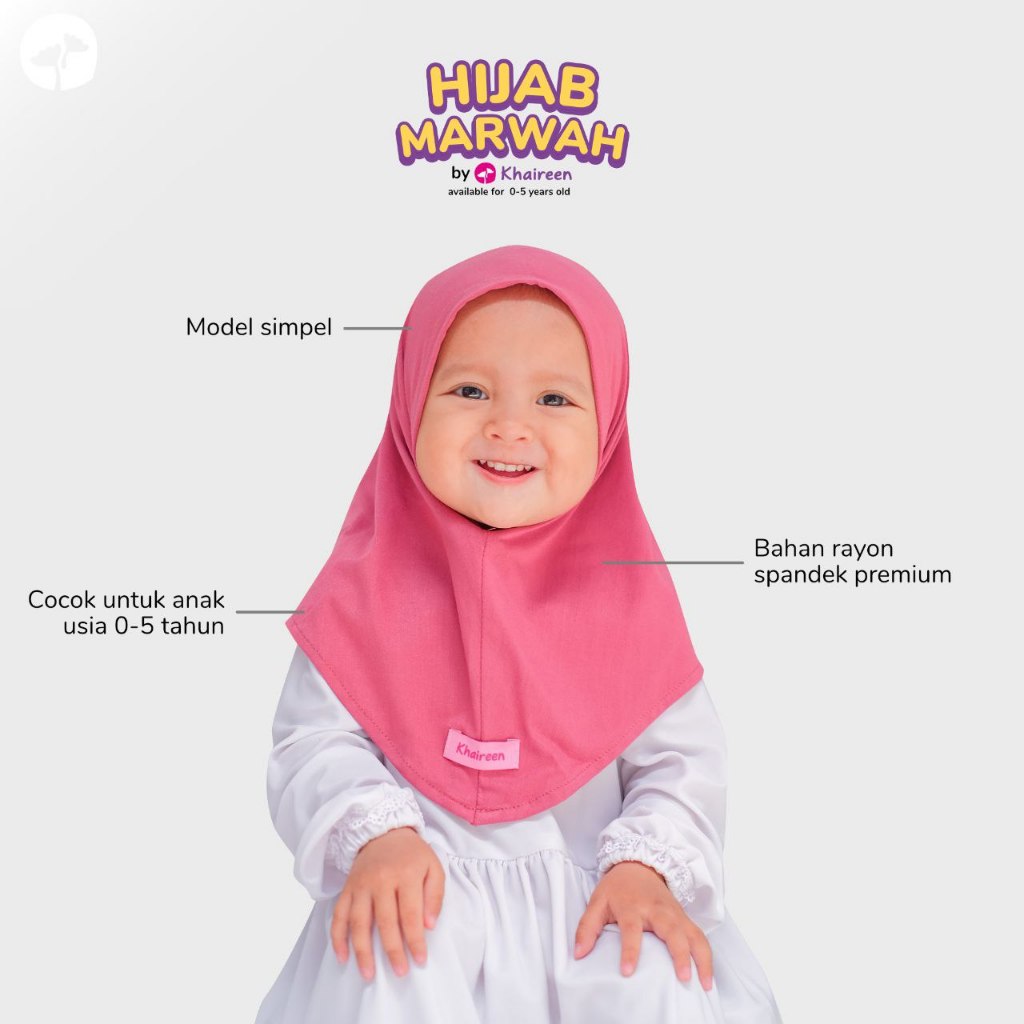 KHAIREEN Hijab Marwah (0-5 tahun) Hijab Anak Rayon Spandek Hijab Aqiqah Hijab Bayi Adem