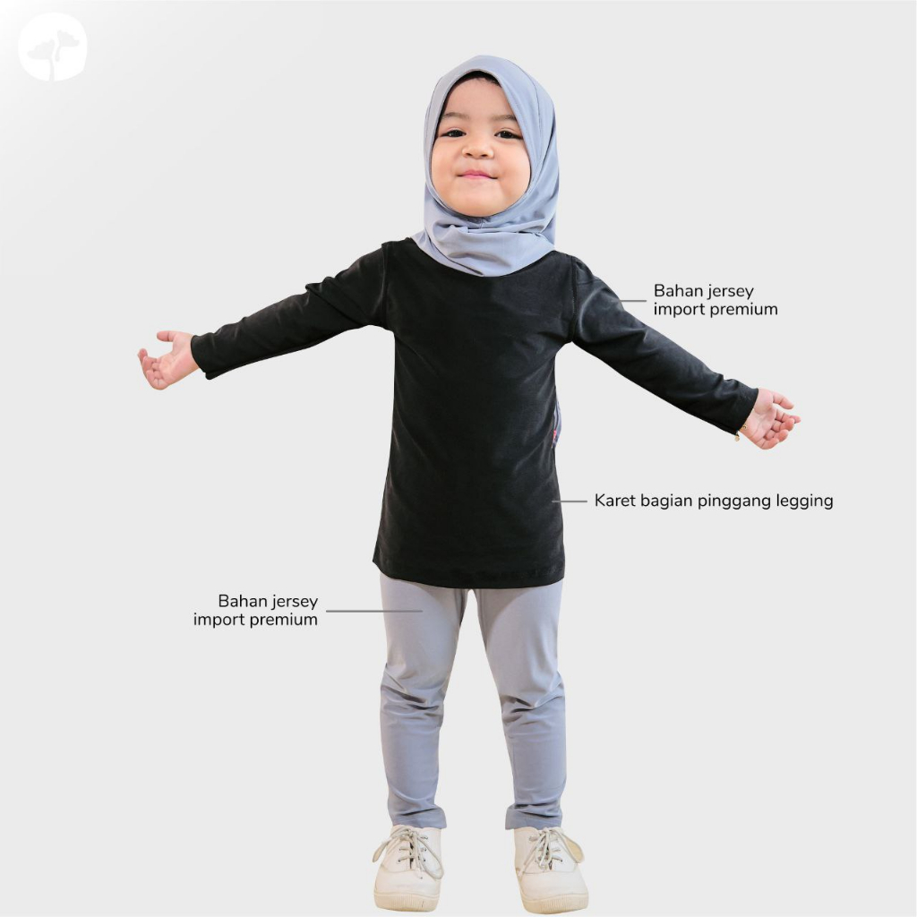 KHAIREEN Manset Anak (3-9 Tahun) Manset Anak Inner Lengan Panjang Jersey