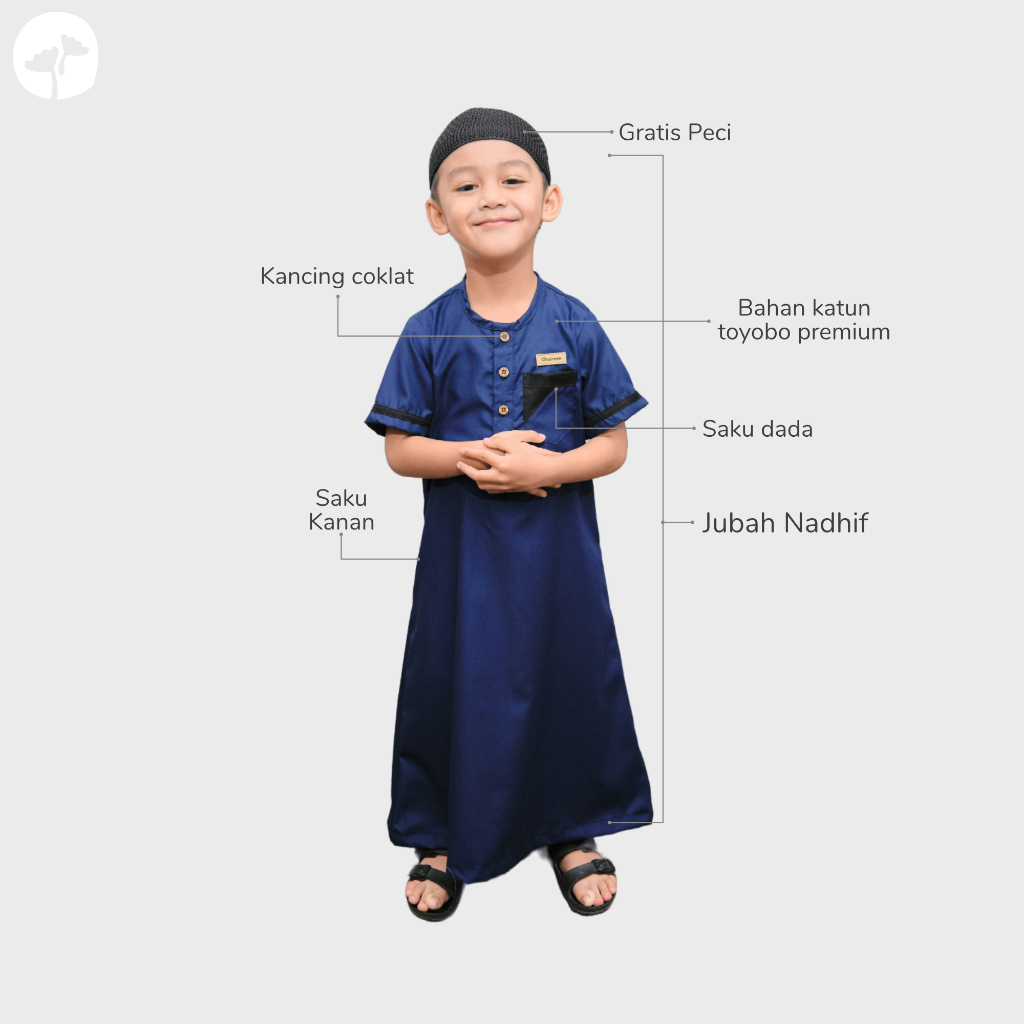 KHAIREEN Jubah Nadhif (0-10 tahun) Jubah Anak Jubah Anak Laki-laki Jubah Anak Katun