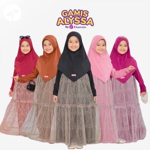 Image of KHAIREEN Gamis Alyssa (0-10 Tahun) Gamis Pesta Mewah Gamis Anak Set Hijab