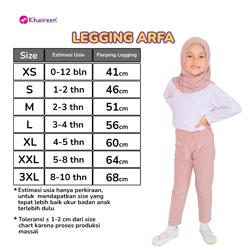KHAIREEN Legging Arfa (0-3 tahun) Legging Anak Jersey
