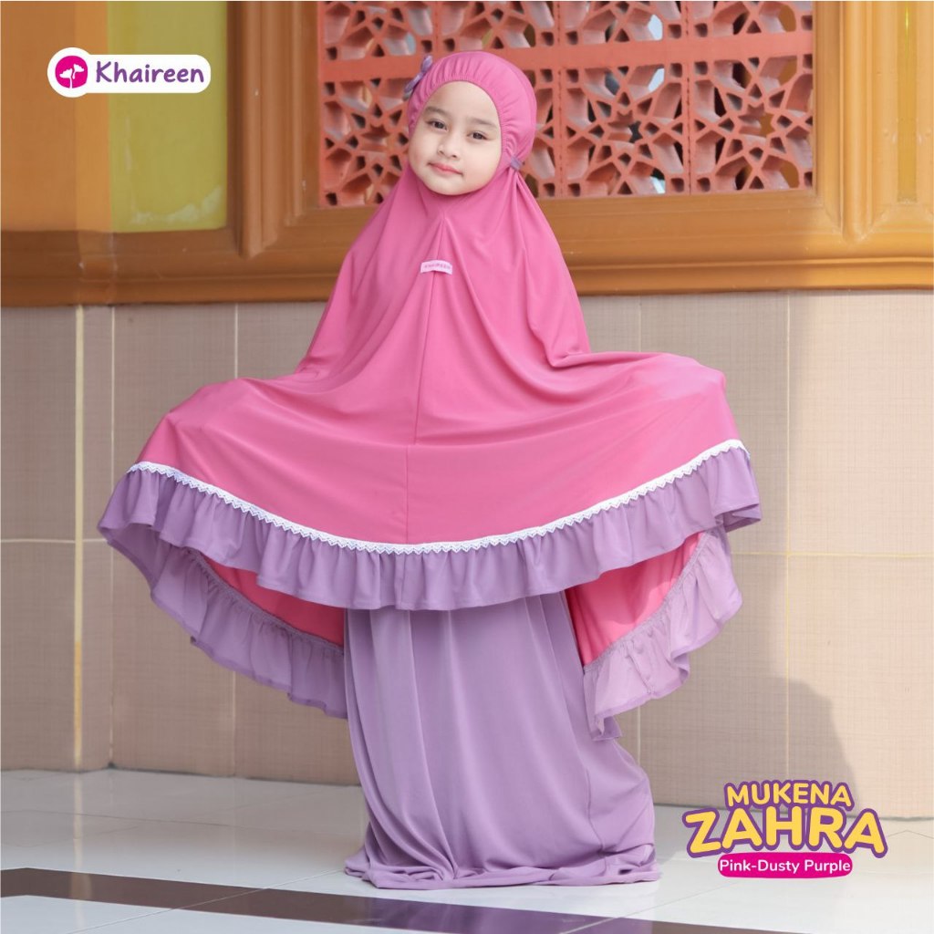 KHAIREEN Mukena Zahra (1-8 Tahun) Mukena Anak Polos Jersey Premium Adem Mukena PAUD TK SD
