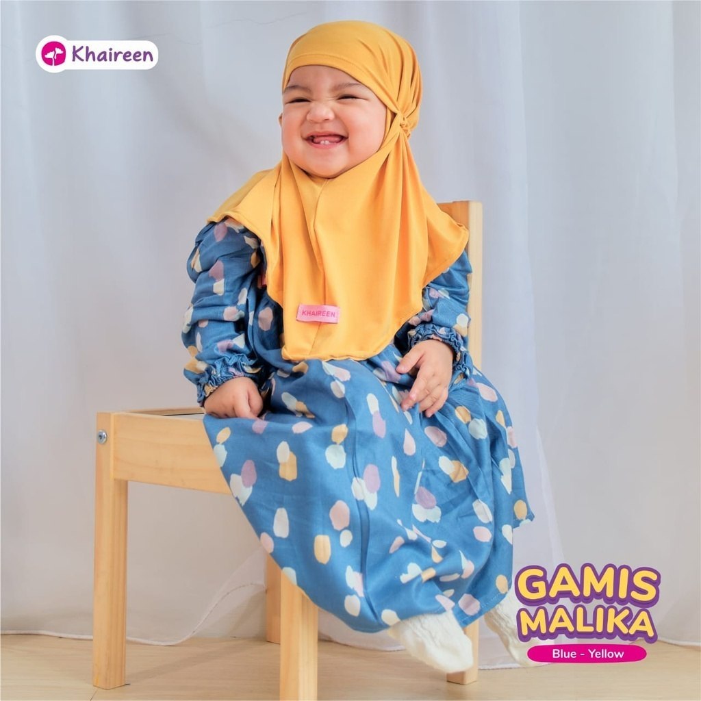 KHAIREEN Gamis Malika Kids (0-9 Tahun) Gamis Anak Set Hijab Gamis Anak Katun Gamis Anak Katun Motif 