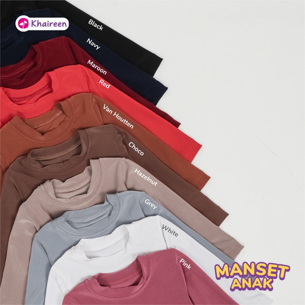 KHAIREEN Manset Anak (3-9 Tahun) Manset Anak Inner Lengan Panjang Jersey