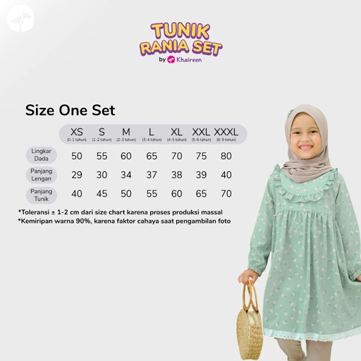 Image of KHAIREEN Tunik Rania (1-10 Tahun) Tunik Anak Crinkle Set Hijab