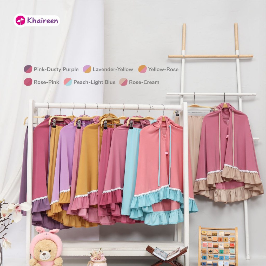 KHAIREEN Mukena Zahra (1-8 Tahun) Mukena Anak Polos Jersey Premium Adem Mukena PAUD TK SD