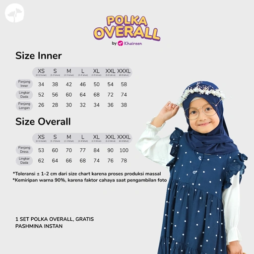 Image of KHAIREEN Polka Overall (0-8 Tahun) Overall Anak Katun