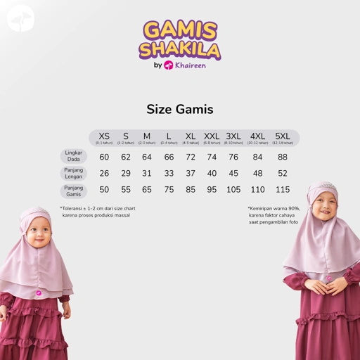 Image of KHAIREEN Gamis Shakila (0-14 Tahun) Gamis Anak Polos Gamis Anak Katun Gamis Rampel