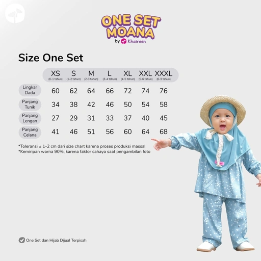 Image of KHAIREEN One Set Moana (0-9 Tahun) One Set Anak Setelan Anak Katun Baju Set Anak