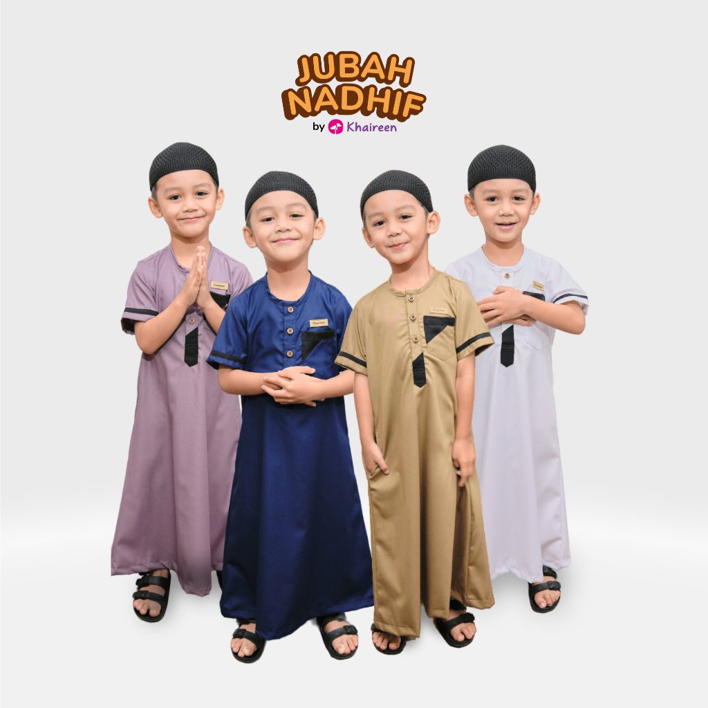 KHAIREEN Jubah Nadhif (0-10 tahun) Jubah Anak Jubah Anak Laki-laki Jubah Anak Katun