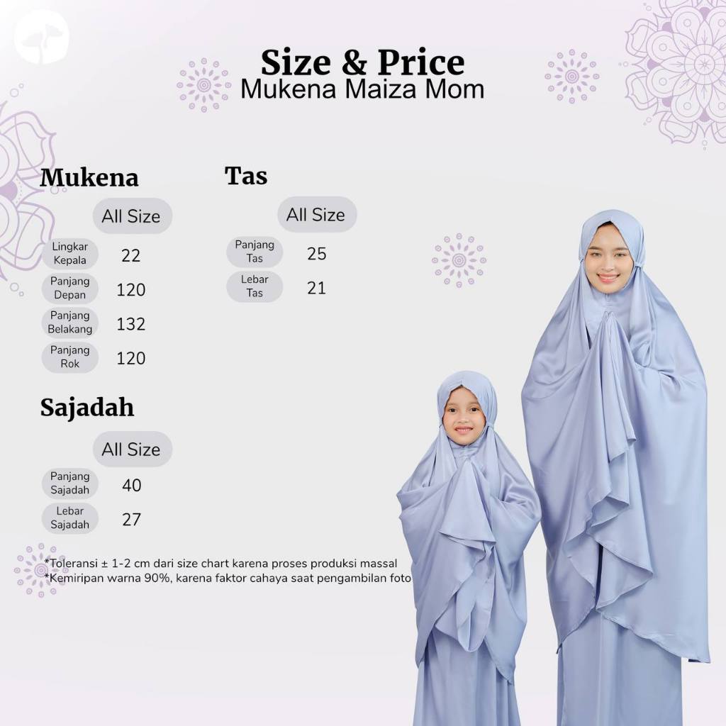KHAIREEN Mukena Maiza Couple Kids Mom Mukena Lebaran Mukena Silk