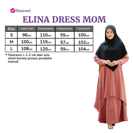 Image of KHAIREEN Elina Dress Couple Mom and Kids Setelan Gamis Melayu Malaysia Couple Setelan Katun Couple