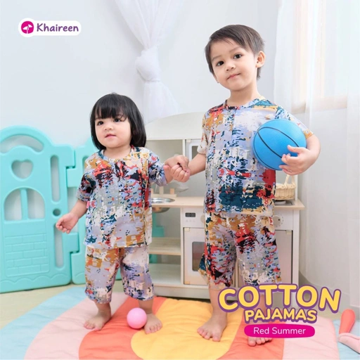 Image of KHAIREEN Cotton Pajamas (0-9 Tahun) Home Wear Anak Bayi Baju Anak Adem