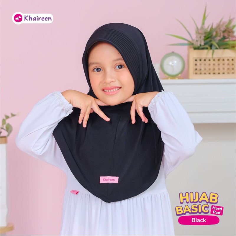 KHAIREEN Hijab Basic Hard Pad (5-14 Tahun) Hijab Anak Hijab Anak Polos Jilbab Anak Kaos Jilbab Sekolah Anak