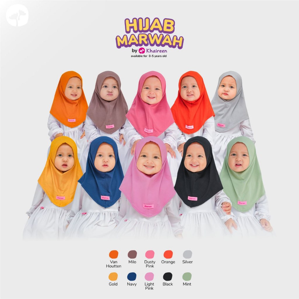 KHAIREEN Hijab Marwah (0-5 tahun) Hijab Anak Rayon Spandek Hijab Aqiqah Hijab Bayi Adem
