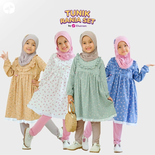 Image of KHAIREEN Tunik Rania (1-10 Tahun) Tunik Anak Crinkle Set Hijab